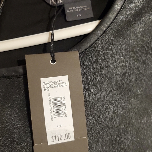Armani Exchange Faux Leather / Knit Top, Size S/P - Picture 4 of 4